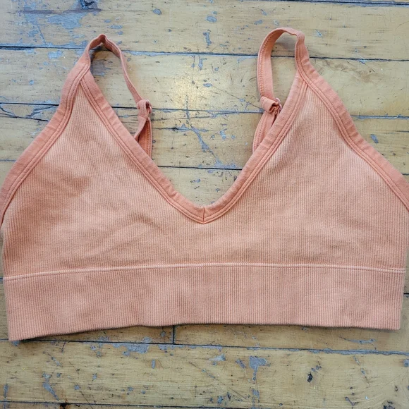 Peach Ribbed Bralette - Picture 1 of 3